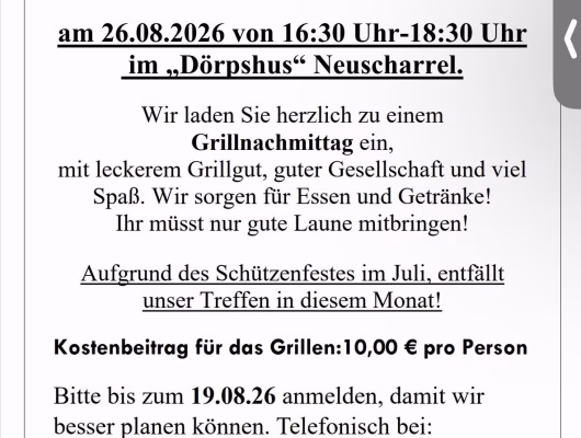 Thumbnail for the post titled: Einladung zum Grillnachmittag